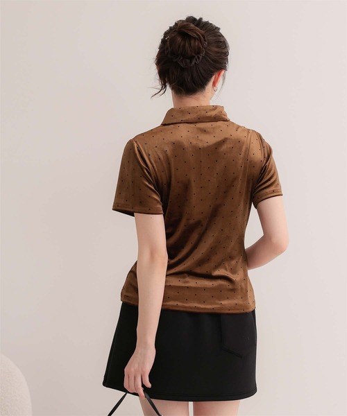 miette(ミエット)の「ポロ襟ドットベロアトップス(Tシャツ/カットソー・レディース・チャコール/ホワイト系その他/ブラウン・S/L/M)」の20枚目の写真