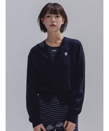 Floral Logo Wool Cardigan_NAVY