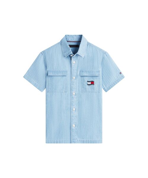 TOMMY HILFIGER（トミーヒルフィガー）の「BOYS ウェイビーフラッグヘリンボーンショートスリーブシャツ（シャツ/ブラウス・キッズ・インディゴブルー・140cm/150cm/160cm/130cm）」の5枚目の写真