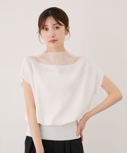 Jayro（ジャイロ）の「衿シアー半袖プルオーバー（ニット/セーター・レディース・ホワイト系その他/ベージュ/ブラック/ネイビー・M）」の13枚目の写真