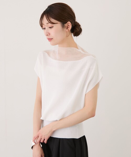 Jayro（ジャイロ）の「衿シアー半袖プルオーバー（ニット/セーター・レディース・ホワイト系その他/ベージュ/ブラック/ネイビー・M）」の15枚目の写真