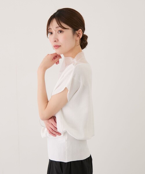 Jayro（ジャイロ）の「衿シアー半袖プルオーバー（ニット/セーター・レディース・ホワイト系その他/ベージュ/ブラック/ネイビー・M）」の16枚目の写真