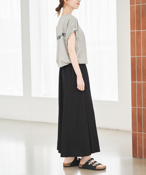 SLOBE IENA(スローブイエナ)の「《追加2》ナイロンワッシャー切り替えギャザースカート(スカート・レディース・ブラック/ホワイト・FREE)」の4枚目の写真