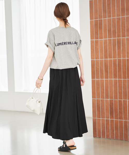 SLOBE IENA(スローブイエナ)の「《追加2》ナイロンワッシャー切り替えギャザースカート(スカート・レディース・ブラック/ホワイト・FREE)」の5枚目の写真