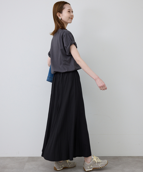 SLOBE IENA(スローブイエナ)の「《追加2》ナイロンワッシャー切り替えギャザースカート(スカート・レディース・ブラック/ホワイト・FREE)」の11枚目の写真