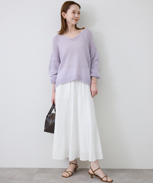 SLOBE IENA(スローブイエナ)の「《追加2》ナイロンワッシャー切り替えギャザースカート(スカート・レディース・ブラック/ホワイト・FREE)」の21枚目の写真