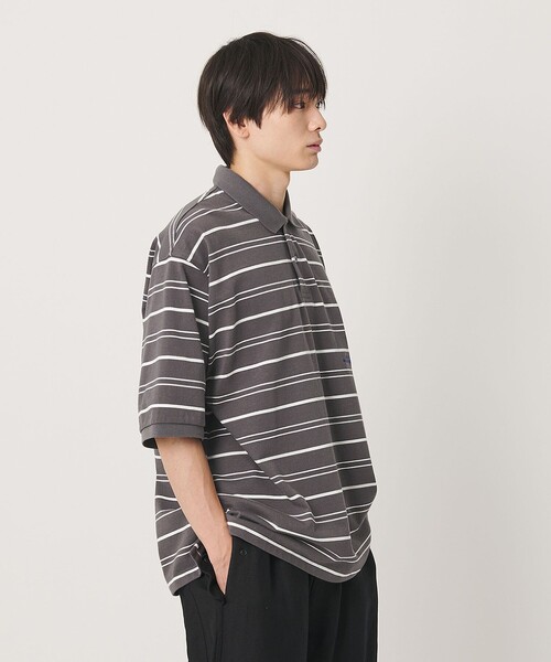NICE WEATHER(ナイスウェザー)の「<NICE WEATHER>ボーダー ショートスリーブ ポロシャツ(ポロシャツ・メンズ・ホワイト/ダークグレー・L/M/S)」の4枚目の写真