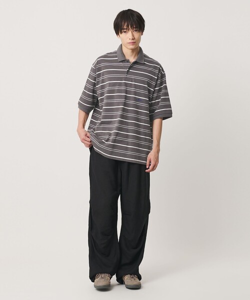 NICE WEATHER(ナイスウェザー)の「<NICE WEATHER>ボーダー ショートスリーブ ポロシャツ(ポロシャツ・メンズ・ホワイト/ダークグレー・L/M/S)」の5枚目の写真