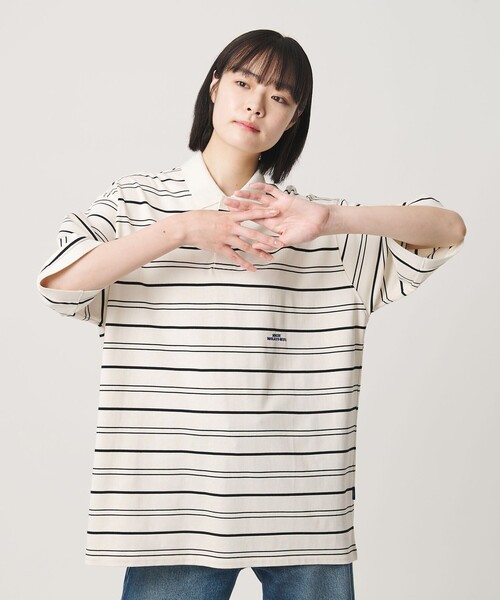 NICE WEATHER(ナイスウェザー)の「<NICE WEATHER>ボーダー ショートスリーブ ポロシャツ(ポロシャツ・メンズ・ホワイト/ダークグレー・L/M/S)」の8枚目の写真