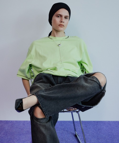 MAISON SPECIAL(メゾンスペシャル)の「Multi-Way Color Stitch-Over T-Shirt/マルチウェイカラーステッチオーバーTEE(Tシャツ/カットソー・レディース・ブラック/ホワイト/グリーン・FREE)」の20枚目の写真