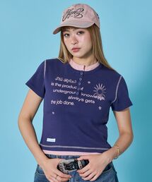 SEQUENZ（シークエンズ）の「※WEB限定 / フェイクレイヤード / バイカラーヘンリーネック半袖T /sqnz fake layered henley star tee（Tシャツ/カットソー）」