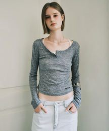 SOFT BUTTON SLIM TOP_GRAY