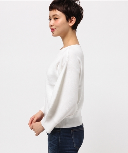 Kastane（カスタネ）の「バルーン袖プルオーバー（ニット/セーター・レディース・アイボリー/ネイビー/ピンク/サックスブルー・FREE）」の6枚目の写真