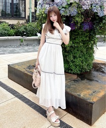 半袖レースリボンアンサンブルワンピース（ワンピース）｜one way