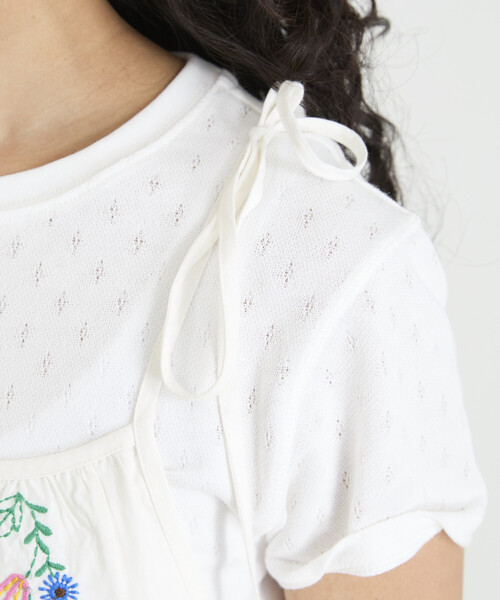 Freada(フリーダ)の「Freada/フリーダ インド 肩リボン 刺繍 リメイク風 キャミソール(キャミソール・レディース・ブラック/ホワイト・ONE SIZE)」の16枚目の写真