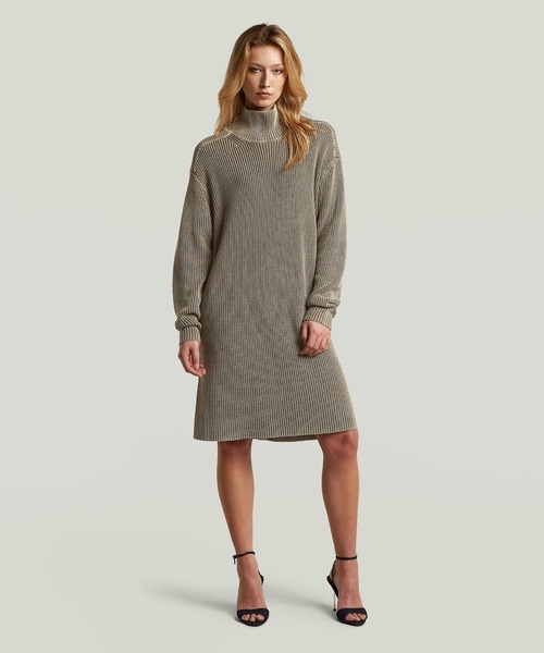 G-STAR(ジースター)の「Washed Dress/ウォッシュド加工オーバーサイズコットンニットセーターワンピース(ワンピース・レディース・ベージュ系その他/ダークブラック・SMALL/MEDIUM/X-SMALL)」の1枚目の写真