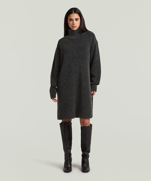 G-STAR(ジースター)の「Washed Dress/ウォッシュド加工オーバーサイズコットンニットセーターワンピース(ワンピース・レディース・ベージュ系その他/ダークブラック・SMALL/MEDIUM/X-SMALL)」の2枚目の写真