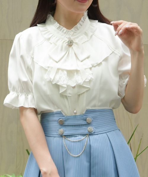 axes femme(アクシーズファム)の「リボンジャボ付ブラウス(シャツ/ブラウス・レディース・ホワイト/ピンク/サックスブルー・LARGE/MEDIUM)」の7枚目の写真