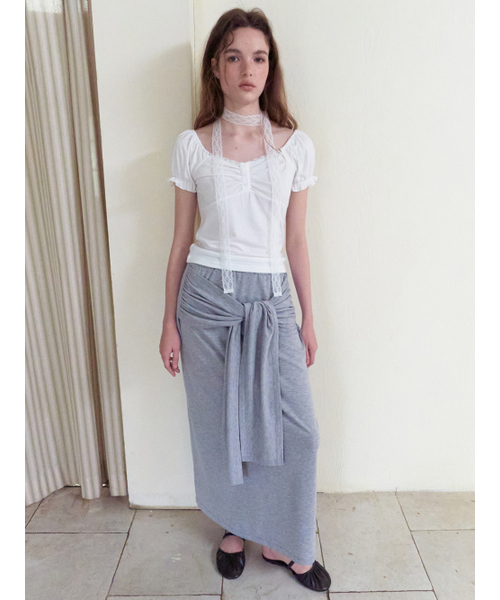 ETMON（エトモン）の「Lace Scarf Puff T-Shirt, White（Tシャツ/カットソー・レディース・その他・F）」の3枚目の写真
