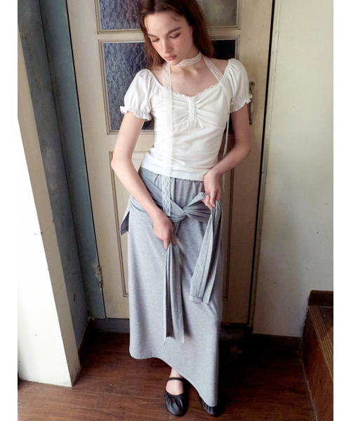 ETMON（エトモン）の「Lace Scarf Puff T-Shirt, White（Tシャツ/カットソー・レディース・その他・F）」の5枚目の写真