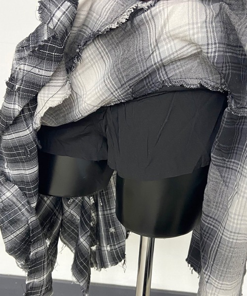 non-hedge(ノンヘッジ)の「チェックデニム切替イレギュラーヘムスカート(スカート・レディース・ブラック・S/M)」の10枚目の写真
