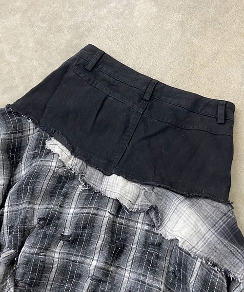non-hedge(ノンヘッジ)の「チェックデニム切替イレギュラーヘムスカート(スカート・レディース・ブラック・S/M)」の14枚目の写真