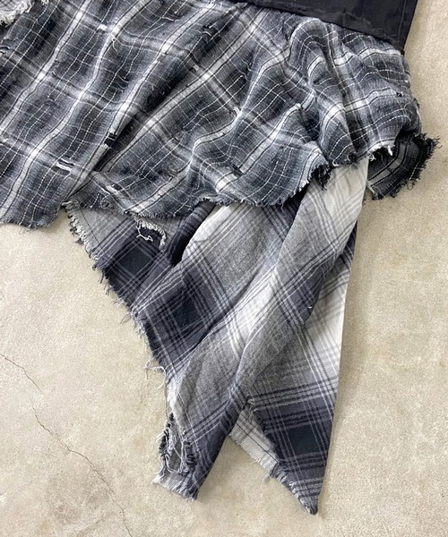 non-hedge(ノンヘッジ)の「チェックデニム切替イレギュラーヘムスカート(スカート・レディース・ブラック・S/M)」の16枚目の写真