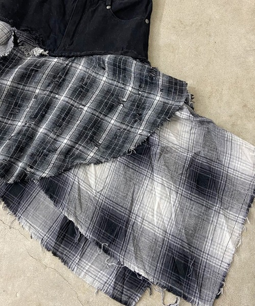 non-hedge(ノンヘッジ)の「チェックデニム切替イレギュラーヘムスカート(スカート・レディース・ブラック・S/M)」の18枚目の写真