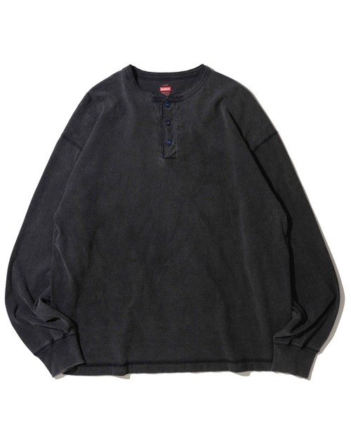 Healthknit(ヘルスニット)の「【Healthknit】Henlyneck L/S (Sulfur dye) / 硫化染め ヘンリーネック ロングスリーブTシャツ(Tシャツ/カットソー・メンズ・ブラック/グレー・LARGE/X-LARGE/SMALL/MEDIUM)」の3枚目の写真