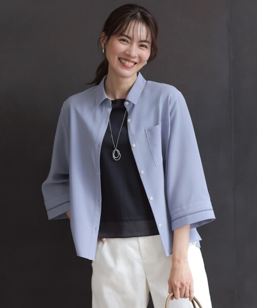 J.PRESS(ジェイプレス)の「トロピカルボイル シャツ ブラウス(シャツ/ブラウス・レディース・スカイブルー系/ベージュ系/グレー系・T15/T13)」の3枚目の写真