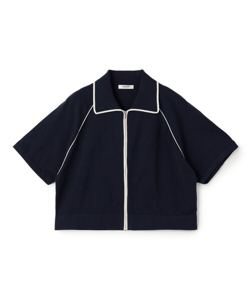 MACPHEE(マカフィー)の「パイピングニット ポロカラーカーディガン(カーディガン/ボレロ・レディース・ネイビー/ホワイト・S)」の1枚目の写真