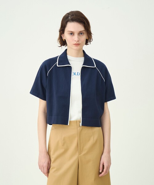 MACPHEE(マカフィー)の「パイピングニット ポロカラーカーディガン(カーディガン/ボレロ・レディース・ネイビー/ホワイト・S)」の4枚目の写真