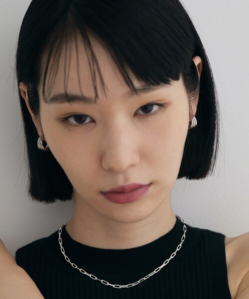 COCOSHNIK ONKITSCH(ココシュニックオンキッチュ)の「シルバー スモールフープ トリプルドームピアス(ピアス(両耳用)・レディース・クリア・00)」の7枚目の写真