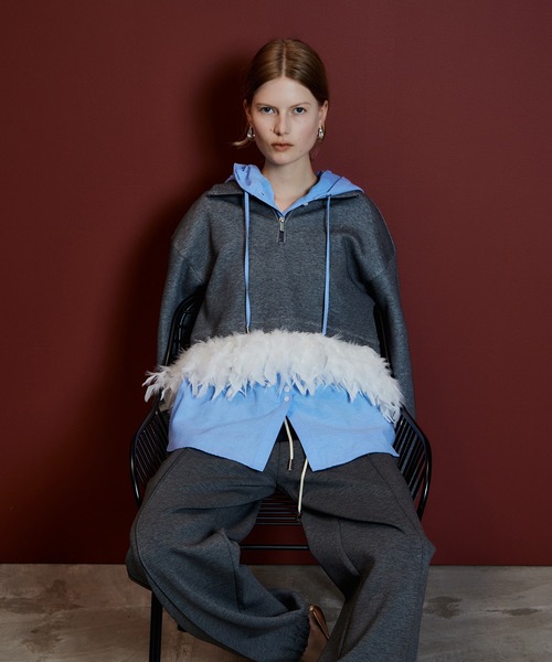 MAISON SPECIAL(メゾンスペシャル)の「【Pre-Order】Loose Hoodie Shirt/ルーズフーディーシャツ(シャツ/ブラウス・レディース・オレンジ/グレー/ブルー・FREE)」の6枚目の写真