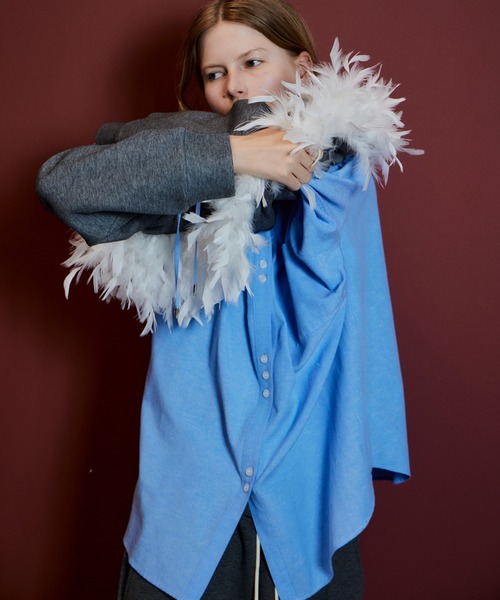 MAISON SPECIAL(メゾンスペシャル)の「【Pre-Order】Loose Hoodie Shirt/ルーズフーディーシャツ(シャツ/ブラウス・レディース・オレンジ/グレー/ブルー・FREE)」の9枚目の写真