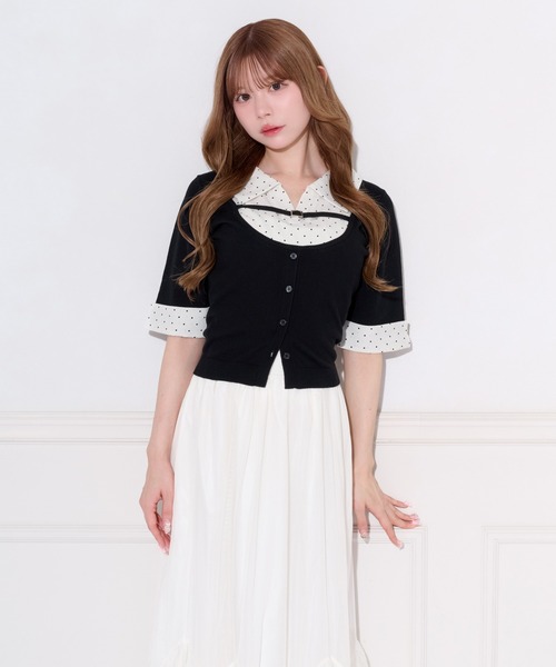 apres jour(アプレジュール)の「2wayボウタイシャツドッキングニット(ニット/セーター・レディース・ネイビー/ブラック/ライトグレー・X-LARGE/フリー)」の4枚目の写真