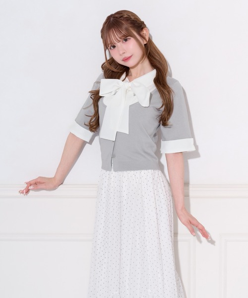 apres jour(アプレジュール)の「2wayボウタイシャツドッキングニット(ニット/セーター・レディース・ネイビー/ブラック/ライトグレー・X-LARGE/フリー)」の15枚目の写真