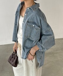 バックフレアデニムシャツ