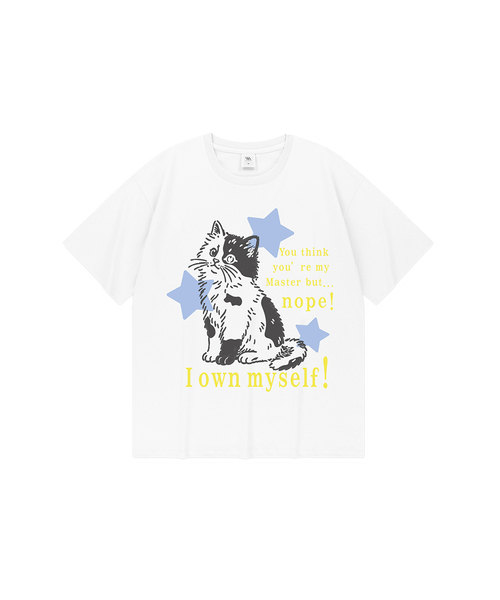 MILLION DAY(ミリオンデイ)の「スターネコ クールコットン 半袖Tシャツ(Tシャツ/カットソー・レディース・クリーム/ホワイト・SMALL/MEDIUM/LARGE/X-LARGE)」の1枚目の写真