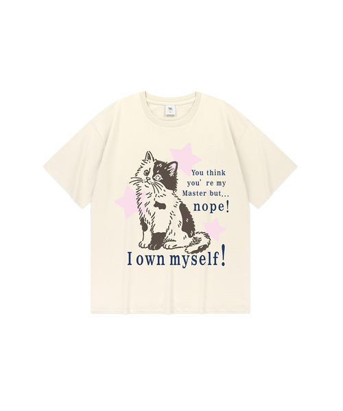 MILLION DAY(ミリオンデイ)の「スターネコ クールコットン 半袖Tシャツ(Tシャツ/カットソー・レディース・クリーム/ホワイト・SMALL/MEDIUM/LARGE/X-LARGE)」の2枚目の写真
