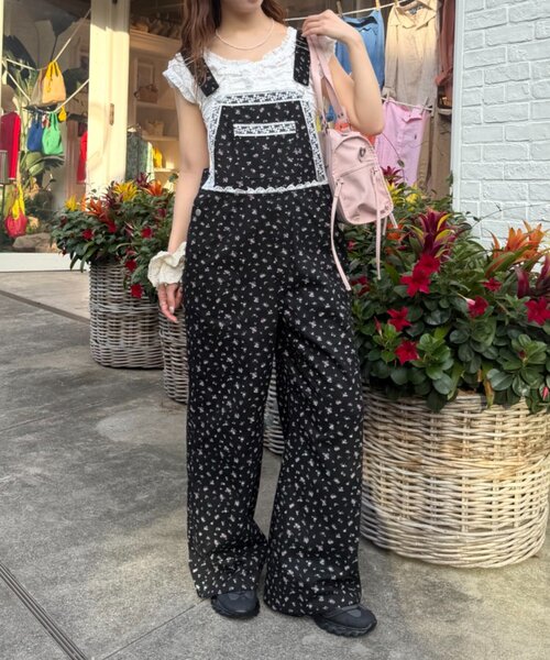 w closet(ダブルクローゼット)の「レースサロペット(その他パンツ・レディース・ブラック/オフホワイト/ブルー・FREE)」の18枚目の写真