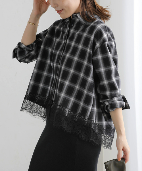 La TOTALITE(ラトータリテ)の「【洗える】レーストリミングシャツ(シャツ/ブラウス・レディース・ベージュ/ブラック/ホワイト・FREE)」の7枚目の写真