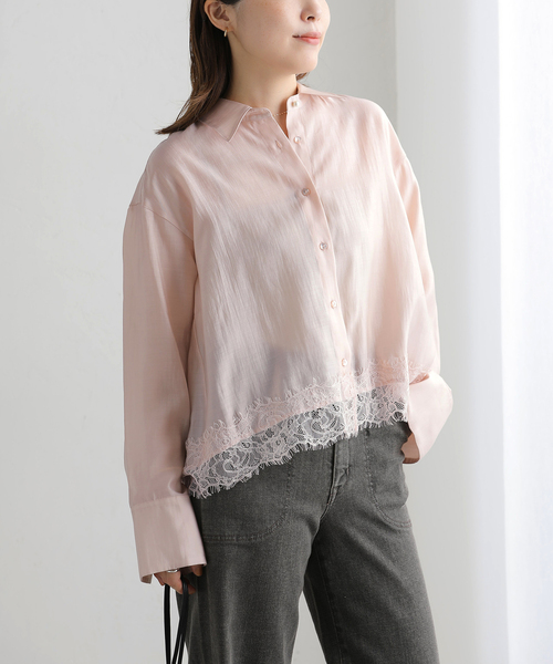 La TOTALITE(ラトータリテ)の「【洗える】レーストリミングシャツ(シャツ/ブラウス・レディース・ベージュ/ブラック/ホワイト・FREE)」の18枚目の写真