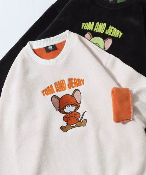 Tom&Jerry(トムアンドジェリー)の「Tom&Jerry/トムとジェリー オーバーサイズ 裏シャギー 配色 トレーナー スウェット レディース メンズ(スウェット・レディース・オフホワイト/スミクロ/ブラック/グレイッシュベージュ・M/L/LL)」の2枚目の写真