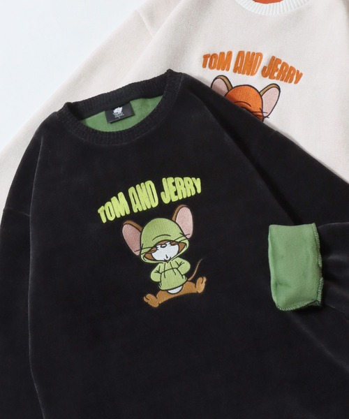 Tom&Jerry(トムアンドジェリー)の「Tom&Jerry/トムとジェリー オーバーサイズ 裏シャギー 配色 トレーナー スウェット レディース メンズ(スウェット・レディース・オフホワイト/スミクロ/ブラック/グレイッシュベージュ・M/L/LL)」の1枚目の写真