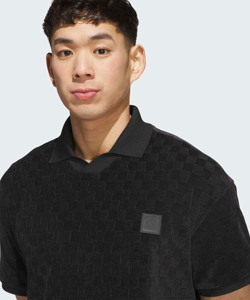 adidas（アディダス）の「ニット半袖ポロシャツ【adidas Golf/アディダスゴルフ】（ポロシャツ・メンズ・ブラック・MEDIUM/X-LARGE/LARGE/SMALL/3XL/XX-LARGE）」の3枚目の写真