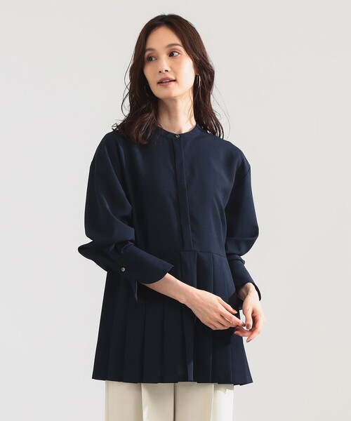Demi-Luxe BEAMS(デミルクス ビームス)の「プレシャス プリーツ ブラウス(シャツ/ブラウス・レディース・ネイビー/ホワイト・36/38)」の2枚目の写真