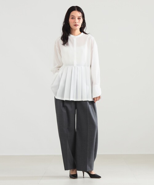 Demi-Luxe BEAMS(デミルクス ビームス)の「プレシャス プリーツ ブラウス(シャツ/ブラウス・レディース・ネイビー/ホワイト・36/38)」の3枚目の写真
