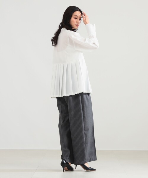 Demi-Luxe BEAMS(デミルクス ビームス)の「プレシャス プリーツ ブラウス(シャツ/ブラウス・レディース・ネイビー/ホワイト・36/38)」の5枚目の写真