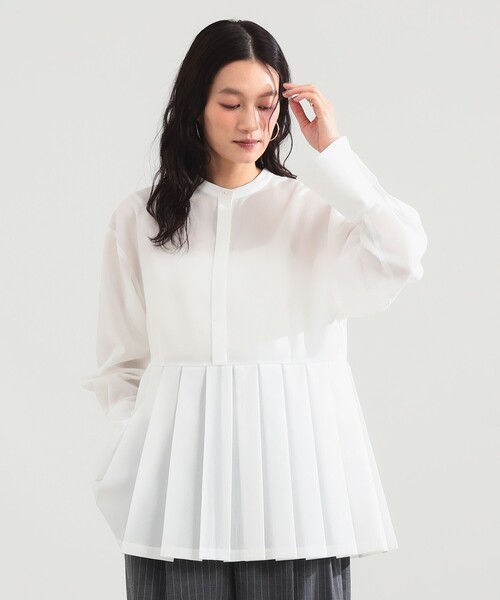 Demi-Luxe BEAMS(デミルクス ビームス)の「プレシャス プリーツ ブラウス(シャツ/ブラウス・レディース・ネイビー/ホワイト・36/38)」の6枚目の写真